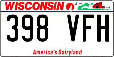 WI license plate 398VFH