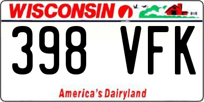 WI license plate 398VFK