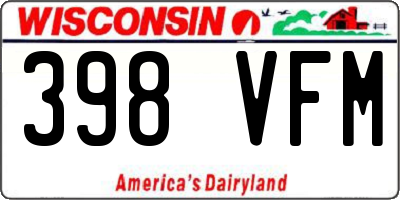 WI license plate 398VFM
