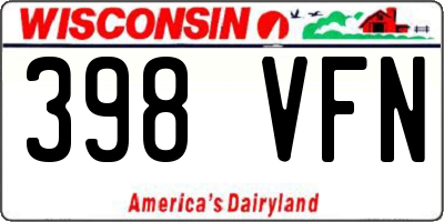 WI license plate 398VFN