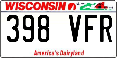 WI license plate 398VFR