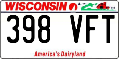 WI license plate 398VFT