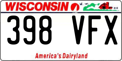WI license plate 398VFX