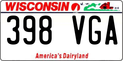 WI license plate 398VGA