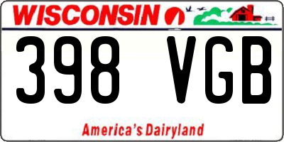 WI license plate 398VGB