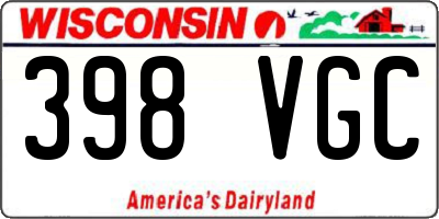 WI license plate 398VGC