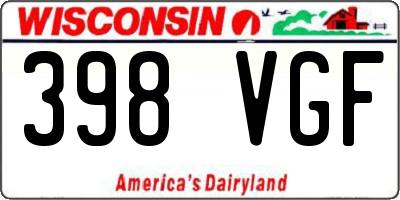 WI license plate 398VGF