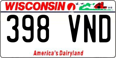WI license plate 398VND