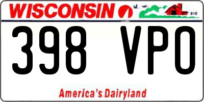 WI license plate 398VPO