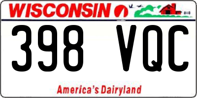 WI license plate 398VQC