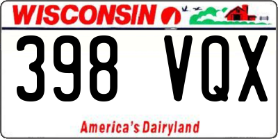 WI license plate 398VQX