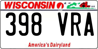 WI license plate 398VRA