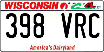 WI license plate 398VRC