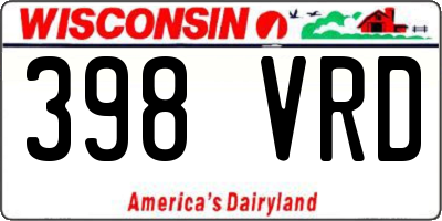 WI license plate 398VRD