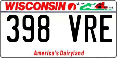WI license plate 398VRE