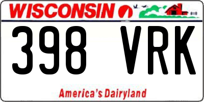 WI license plate 398VRK