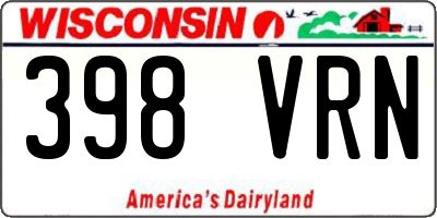 WI license plate 398VRN