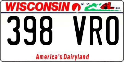 WI license plate 398VRO