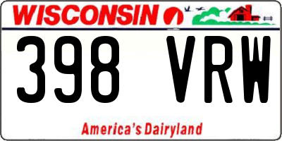 WI license plate 398VRW