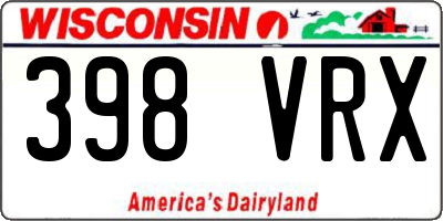 WI license plate 398VRX