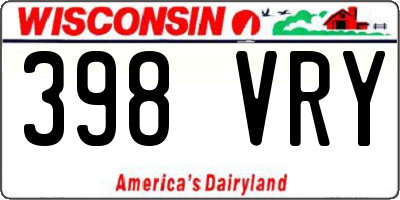 WI license plate 398VRY