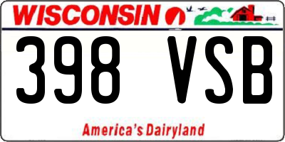 WI license plate 398VSB
