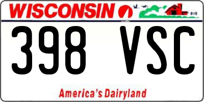 WI license plate 398VSC