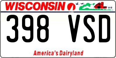 WI license plate 398VSD