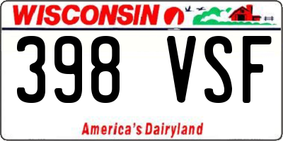 WI license plate 398VSF