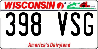 WI license plate 398VSG