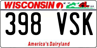 WI license plate 398VSK