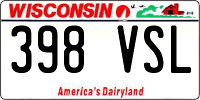 WI license plate 398VSL