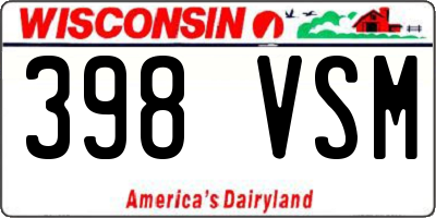 WI license plate 398VSM