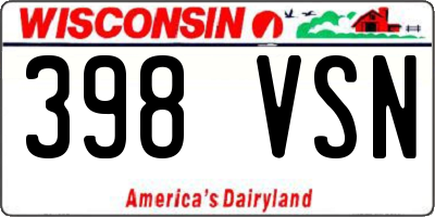 WI license plate 398VSN