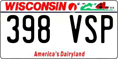 WI license plate 398VSP