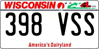 WI license plate 398VSS