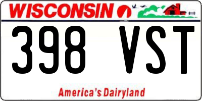 WI license plate 398VST