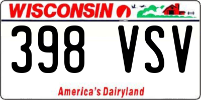WI license plate 398VSV