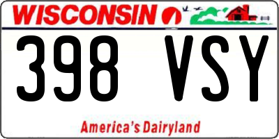 WI license plate 398VSY