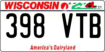 WI license plate 398VTB