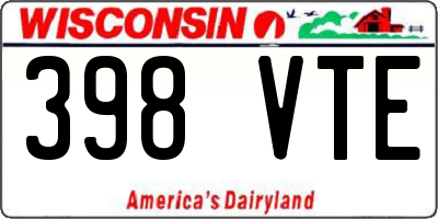 WI license plate 398VTE