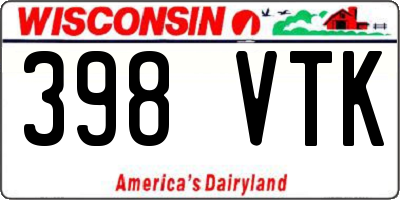 WI license plate 398VTK