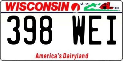 WI license plate 398WEI