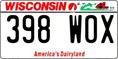 WI license plate 398WOX