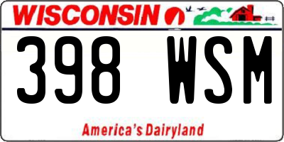 WI license plate 398WSM