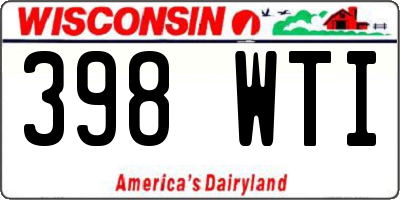 WI license plate 398WTI