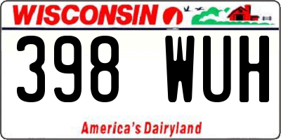 WI license plate 398WUH