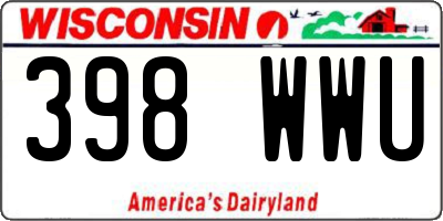 WI license plate 398WWU