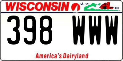WI license plate 398WWW