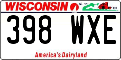 WI license plate 398WXE